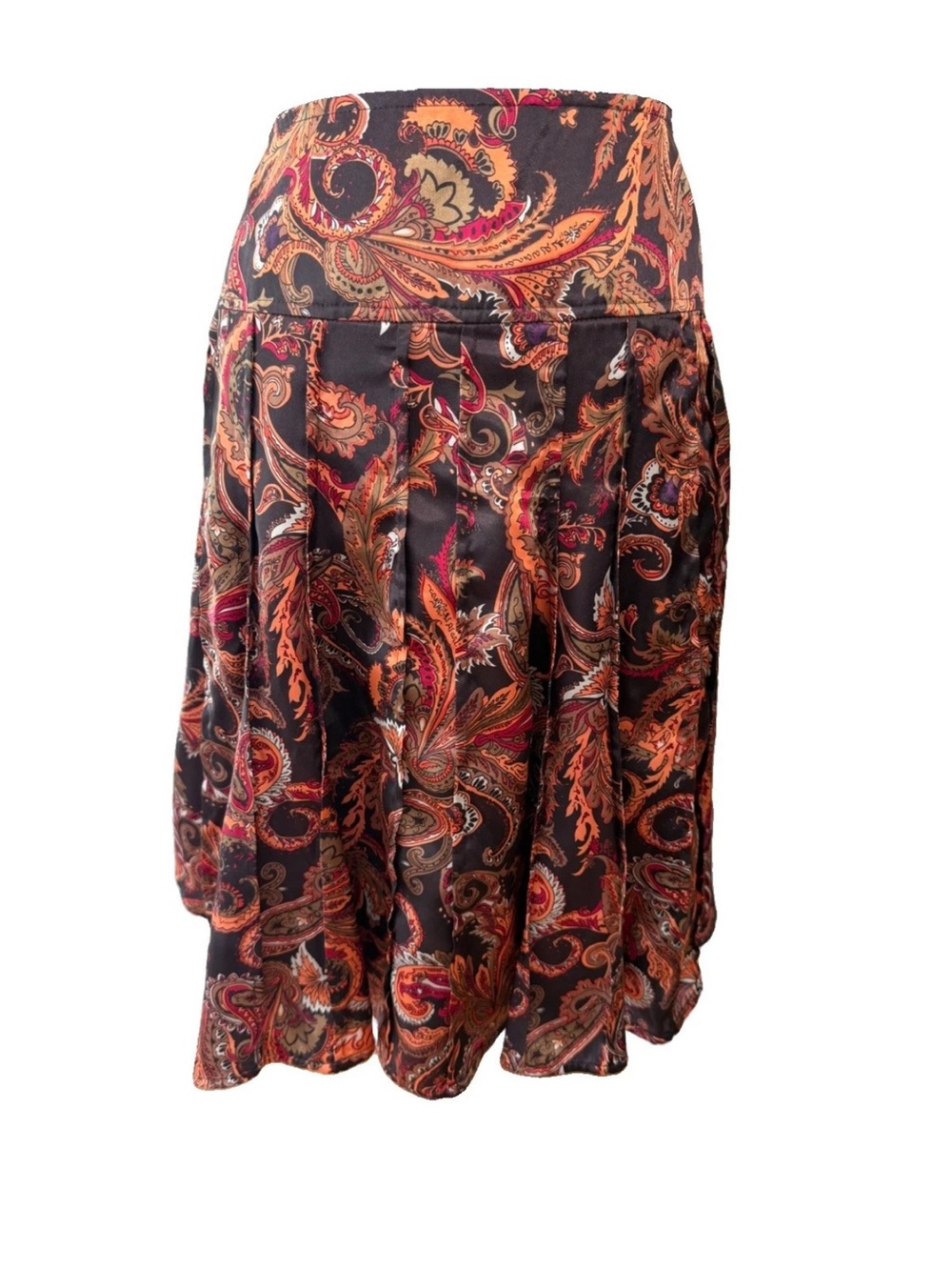 Worthington Women’s Midi Y2K pleated side zip brown boho skirt SZ 8 fall fashion